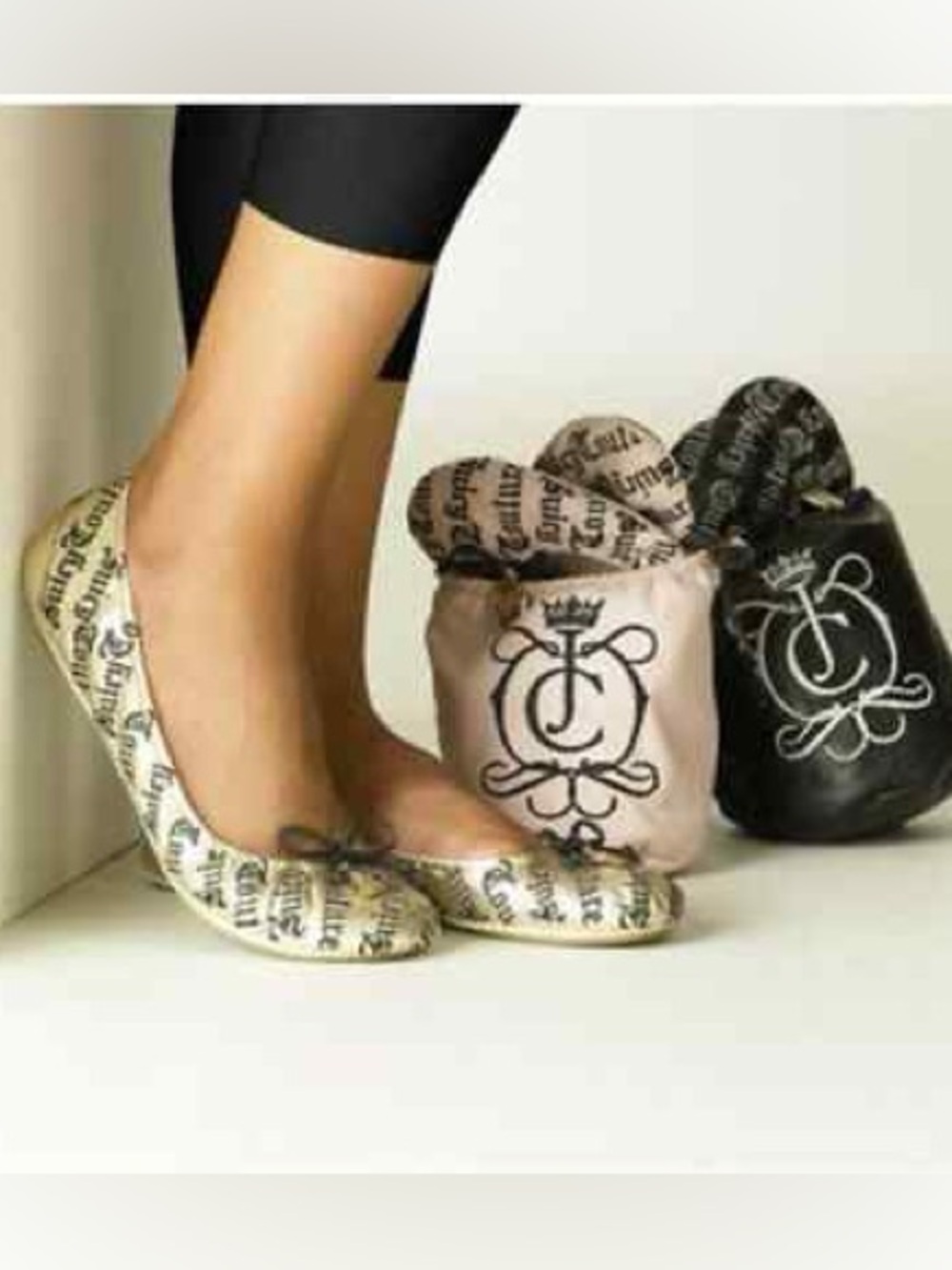 Juicy Couture Gold y2k Foldable Ballet Flats
